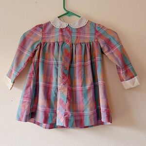 Vintage plaid dainty preppy pink girls Kids Dress size 4T 5T‎
